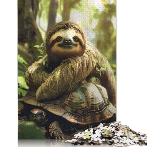 Puzzle 1500 Teile für Erwachsene, Faultier, Chilling Turtle Back, quadratisches Puzzle für Erwachsene und einzigartiges Holzpuzzle, pädagogisches Spaßspiel, Spielzeug, 1500 Teile (85 x 57 cm) von GQmoney