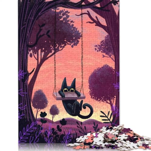Puzzle 1500 Teile für Erwachsene, Katze auf der Schaukel, quadratisches Puzzle für Erwachsene und Holzpuzzle, einzigartige Herausforderungsspiele, 1500 Teile (85 x 57 cm) von GQmoney