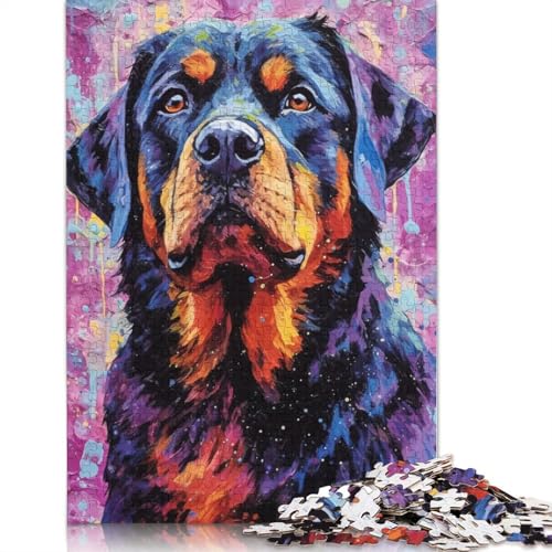 Puzzle 1500 Teile für Erwachsene, Paletten-Rotweiler-Gemälde, quadratisches Puzzle für Erwachsene und einzigartiges Holzpuzzle, pädagogisches Spaßspiel, Spielzeug, 1500 Teile (85 x 57 cm) von GQmoney