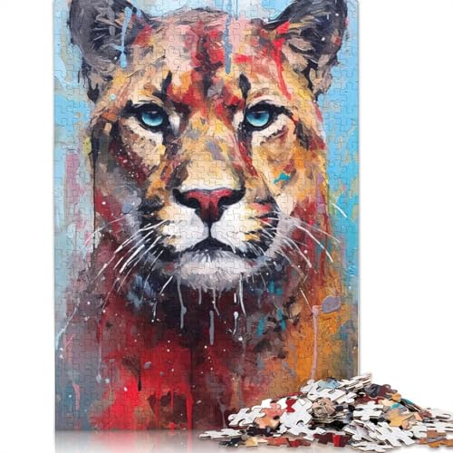 Puzzle 1500 Teile für Erwachsene, Palettenpuma-Gemälde, quadratisches Puzzle für Erwachsene und einzigartiges Holzpuzzle, pädagogisches Spaßspiel, Spielzeug, 1500 Teile (85 x 57 cm) von GQmoney