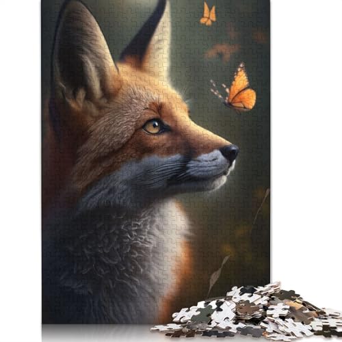 Puzzle 1500 Teile für Erwachsene, Quadratisches Puzzle Fuchs und Schmetterling, Holzpuzzle 1500 Teile (85x57cm) von GQmoney