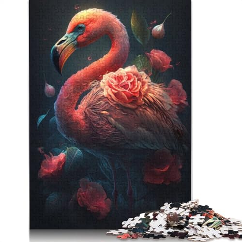 Puzzle 1500 Teile für Erwachsene, Quadratisches Puzzle mit Blumen und Flamingos, Holzpuzzle, Lernspiel, Herausforderung Spielzeug, 1500 Teile (85 x 57 cm) von GQmoney