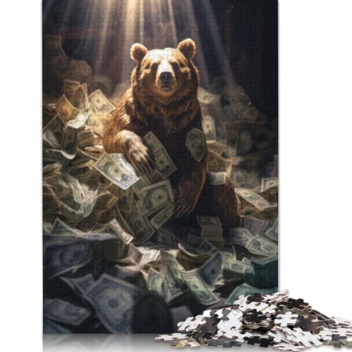 Puzzle 1500 Teile für Erwachsene, reicher, wohlhabender Braunbär, quadratisches Puzzle für Erwachsene und einzigartiges Holzpuzzle, pädagogisches Spaßspiel, Spielzeug, 1500 Teile (85 x 57 cm) von GQmoney
