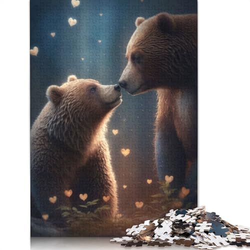 Puzzle 520 Teile für Erwachsene, Bären-Liebe, quadratisches Puzzle für Erwachsene und einzigartiges Holzpuzzle, pädagogisches Spaßspiel, Spielzeug, 520 Teile (52 x 38 cm) von GQmoney