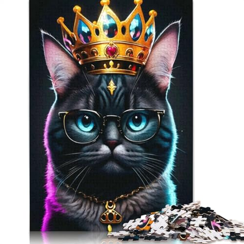 Puzzle 520 Teile für Erwachsene, King Black Cat Neon, quadratisches Puzzle für Erwachsene und Holzpuzzle, einzigartige Herausforderungsspiele, 520 Teile (52 x 38 cm) von GQmoney