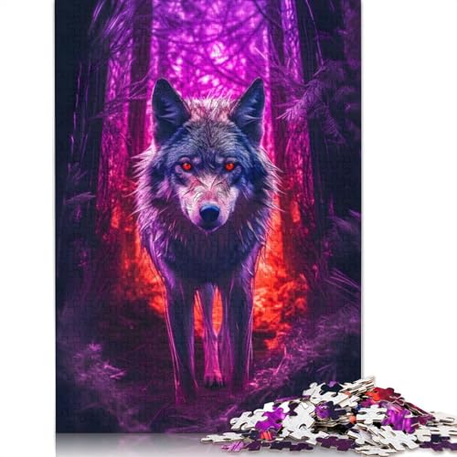 Puzzle 520 Teile für Erwachsene, Quadratisches Puzzle Wolf und Dunkler Wald, Holzpuzzle für Erwachsene, praktisches 520-teiliges Spiel (52 x 38 cm) von GQmoney