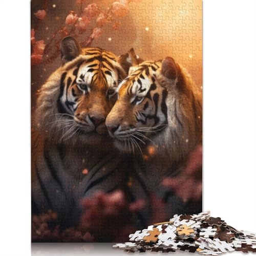 Puzzle 520 Teile für Erwachsene, Tiger, romantisch, Liebe, Frieden, quadratisches Puzzle für Erwachsene, Holzpuzzle, praktisches Spiel, 520 Teile (52 x 38 cm) von GQmoney