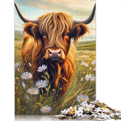 Puzzle 520 Teile für Erwachsene, süße Hochlandkuh auf der Weide, quadratisches Puzzle für Erwachsene und Holzpuzzle, einzigartige Herausforderungsspiele, 520 Teile (52 x 38 cm) von GQmoney