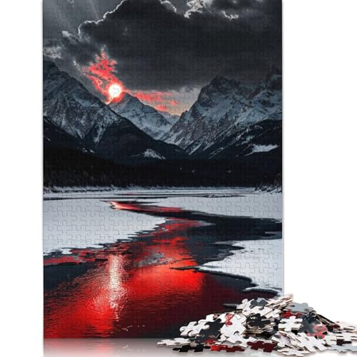 Puzzle Blood Moon Elegance 1000 Teile für Erwachsene | Holzpuzzle | Nachhaltige Puzzles für Erwachsene | 1000 Teile Spiele (75 x 50 cm) von GQmoney