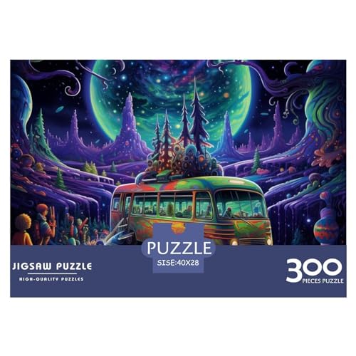 Puzzle Galaxy Buses Puzzles für Erwachsene 300 Teile Holzpuzzle Wandkunst Puzzlespiele 300 Teile (40x28cm) von GQmoney
