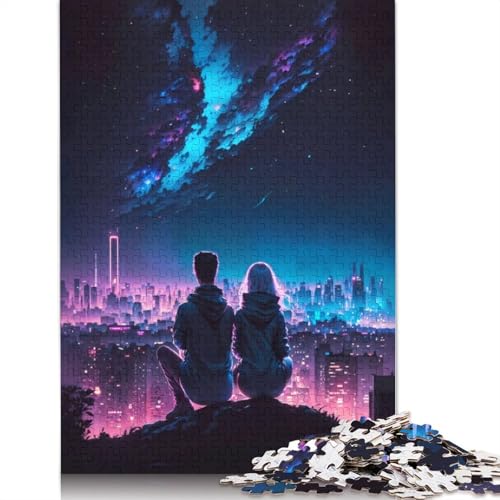 Puzzle Skyline Nocturne 1000 Teile für Erwachsene | Holzpuzzle | Nachhaltiges Puzzle für Erwachsene | Spiele 1000 Teile (75 x 50 cm) von GQmoney