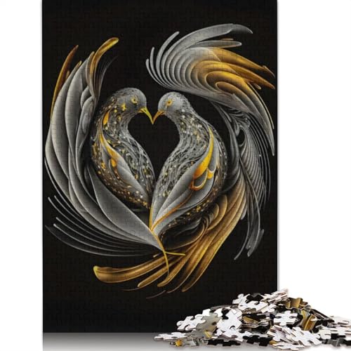 Puzzle aus Holz, 1000 Teile, Motiv: Bisettaube, verliebter Vogel, für Erwachsene, Heimdekoration (75 x 50 cm) von GQmoney