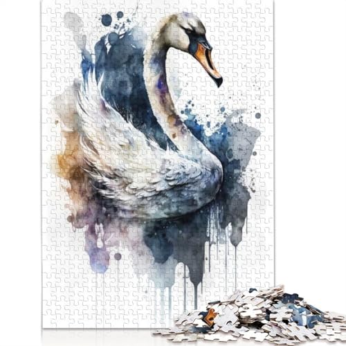 Puzzle für Erwachsene, 1000 Teile, Aquarell, Vogel, Schwan, Papierpuzzle für Erwachsene und Jugendliche, Heimdekoration, Puzzlespielzeug, 1000 Teile (38 x 26 cm) von GQmoney