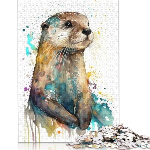 Puzzle für Erwachsene, 1000 Teile, Aquarell-Otter-Puzzle, Puzzle für Erwachsene, Lernspiel, Herausforderungsspielzeug, 1000 Teile (75 x 50 cm) von GQmoney