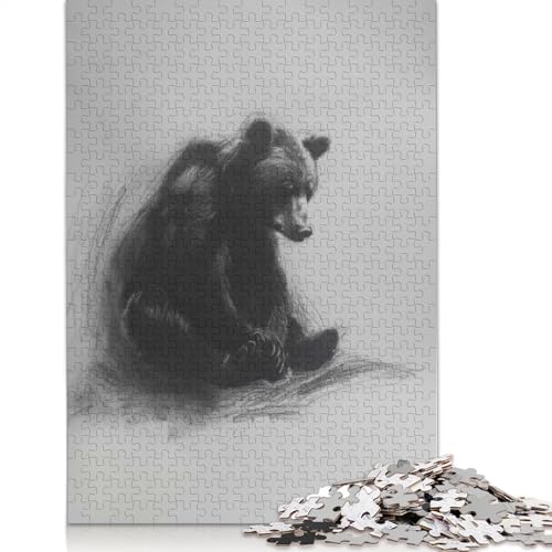 Puzzle für Erwachsene, 1000 Teile, Bär in Holzkohle, Puzzle für Erwachsene, Lernspiel, Herausforderungsspielzeug, 1000 Teile (38 x 26 cm) von GQmoney