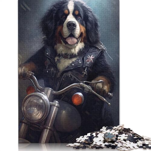 Puzzle für Erwachsene, 1000 Teile, Berner Sennenhund, Biker-Puzzle, Lernspielzeug, Spiele, Familiendekoration, 1000 Teile (38 x 26 cm) von GQmoney