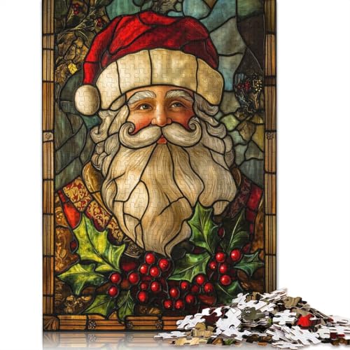 Puzzle für Erwachsene, 1000 Teile, Buntglas, Weihnachtsmann, Papierpuzzles für Erwachsene, nachhaltige Puzzlespiele, 1000 Stück (75 x 50 cm) von GQmoney