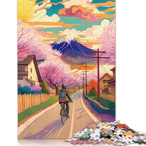 Puzzle für Erwachsene, 1000 Teile, Fahrradfahren im Dorf, Lernspielzeug, Spiele, Familiendekoration, 1000 Teile (75 x 50 cm) von GQmoney