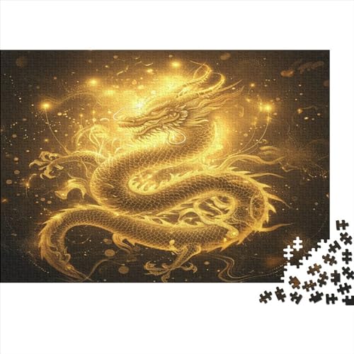 Puzzle für Erwachsene, 1000 Teile, Goldener Drache, Puzzle für Erwachsene, Lernspiel, Herausforderungsspielzeug, 1000 Teile (75 x 50 cm) von GQmoney