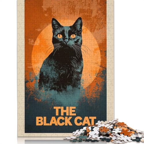 Puzzle für Erwachsene, 1000 Teile, Halloween, die Schwarze Katze, Puzzle, Puzzles für Erwachsene, Lernspiel, Herausforderungsspielzeug, 1000 Teile (38 x 26 cm) von GQmoney