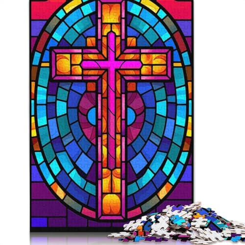 Puzzle für Erwachsene, 1000 Teile, Jesus Christus-Kreuz, Glas-Papier-Puzzles für Erwachsene, Lernspiel, Herausforderungsspielzeug, 1000 Teile (75 x 50 cm) von GQmoney
