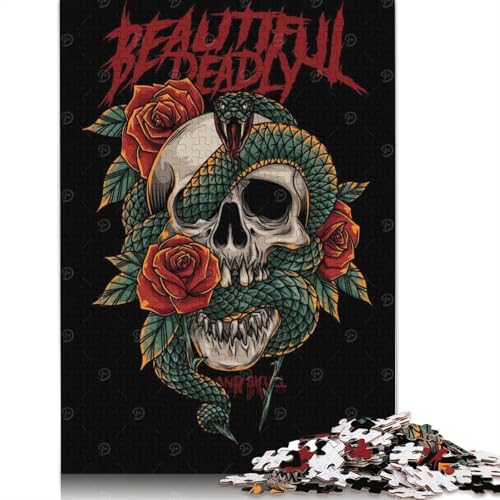 Puzzle für Erwachsene, 1000 Teile, Viper und Totenkopf mit Text, Puzzle, Puzzle für Erwachsene, Lernspiel, Herausforderungsspielzeug, 1000 Teile (75 x 50 cm) von GQmoney