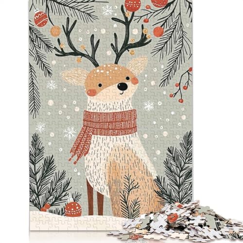 Puzzle für Erwachsene, 1000 Teile, Weihnachts-Rentier-Illustration, Papier-Puzzles für Erwachsene, Lernspiel, Herausforderungsspielzeug, 1000 Teile (75 x 50 cm) von GQmoney