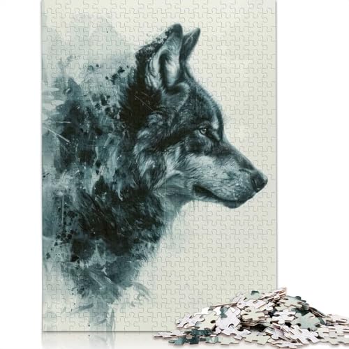 Puzzle für Erwachsene, 1000 Teile, Wolfsprofil, Malerei, Papierpuzzle für Erwachsene, Lernspiel, Herausforderungsspielzeug, 1000 Teile (75 x 50 cm) von GQmoney