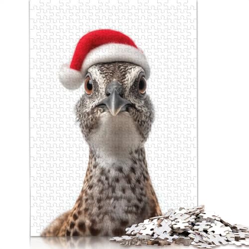 Puzzle für Erwachsene, 1000 Teile, festliches Wachtelvogelporträt mit Weihnachtsmannmütze, Papierpuzzle für Erwachsene, Lernspiel, Herausforderungsspielzeug (75 x 50 cm) von GQmoney