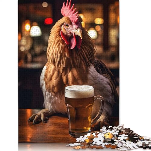 Puzzle für Erwachsene, 1000 Teile, fröhliches Huhn, Kunst-Puzzle, Puzzles für Erwachsene, Lernspiel, Herausforderungsspielzeug, 1000 Teile (75 x 50 cm) von GQmoney