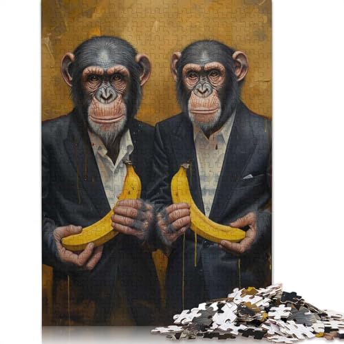 Puzzle für Erwachsene, 1000 Teile, gekleidete Bananenaffen, Papierpuzzle für Erwachsene, Lernspiel, Herausforderungsspielzeug, 1000 Teile (38 x 26 cm) von GQmoney