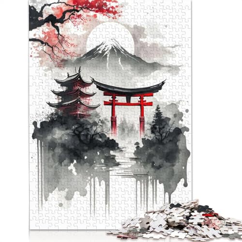 Puzzle für Erwachsene, 1000 Teile, japanische Landschaft, Tintenwäsche, 2 Puzzles für Erwachsene, Puzzle für Teenager, Puzzlespiel, Spielzeug, Geschenk, 1000 Teile (75 x 50 cm) von GQmoney