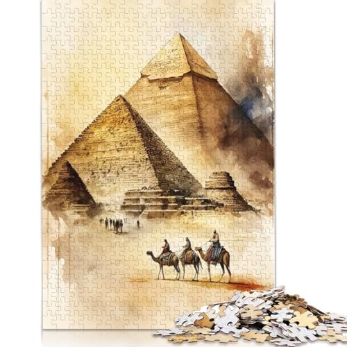 Puzzle für Erwachsene, 1000 Teile, majestätische Pyramiden von Gizeh, Puzzle für Erwachsene, Lernspiel, Herausforderungsspielzeug, 1000 Teile (38 x 26 cm) von GQmoney