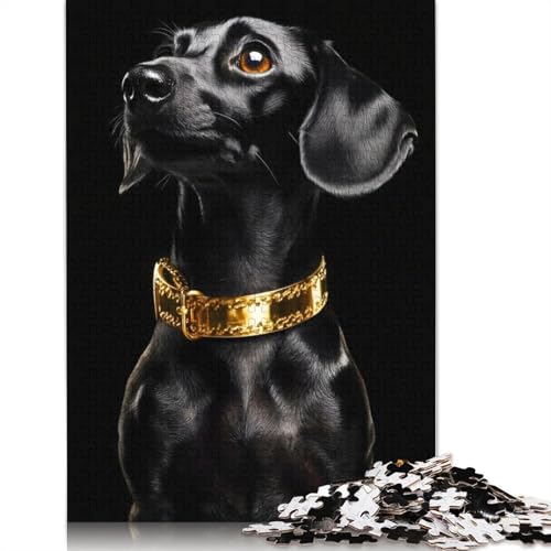 Puzzle für Erwachsene, 1500 Teile, Schwarz-Gold-Dackel, kreative quadratische Puzzles für Erwachsene und Holzpuzzles, anspruchsvolles Spiel, 1500 Teile (85 x 57 cm) von GQmoney