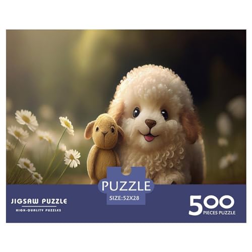 Puzzle für Erwachsene, 500 Teile, süßes Familien-Haustier-Hund-Puzzle, kreatives rechteckiges Puzzle, Dekomprimierungsspiel, 500 Teile (52 x 38 cm) von GQmoney