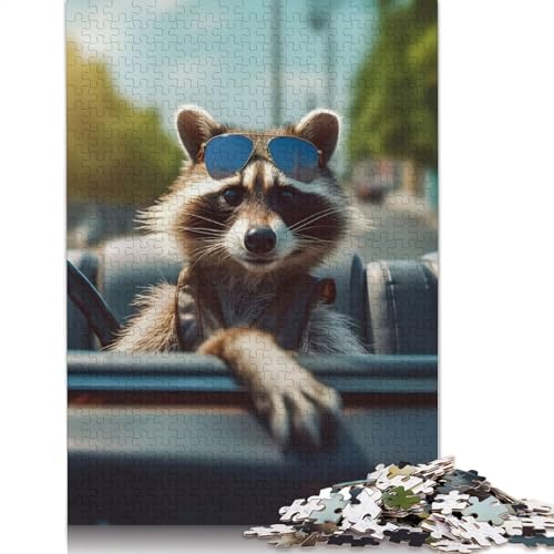 Puzzle für Erwachsene, 520 Teile, Waschbär-Urlaub, kreative quadratische Puzzles für Erwachsene und Holzpuzzles, anspruchsvolles Spiel, 520 Teile (52 x 38 cm) von GQmoney