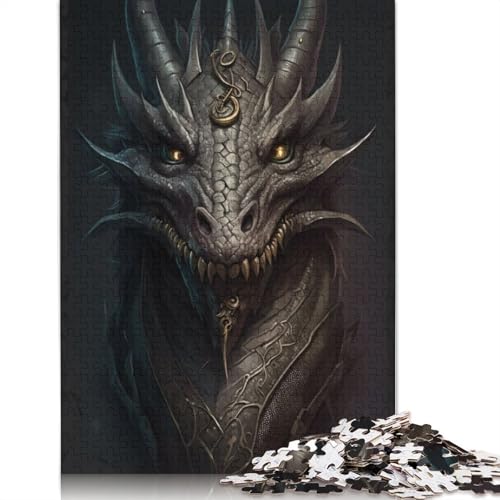 Puzzle für Erwachsene, Dark Dragon Puzzle, Puzzles für Erwachsene, Lernspiel, Herausforderungsspielzeug, 1000 Teile (75 x 50 cm) von GQmoney