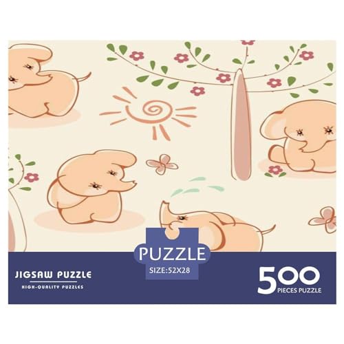 Puzzle für Erwachsene, Elefantenkind, 500 Teile, Holzpuzzle für Kinder ab 12 Jahren, herausforderndes Spiel, 500 Teile (52 x 38 cm) von GQmoney