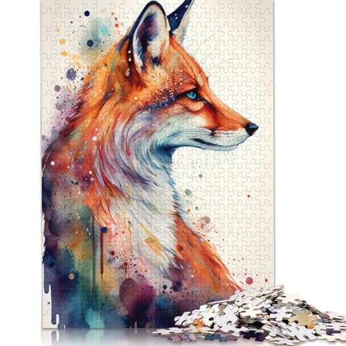 Puzzle für Erwachsene, Fuchs, Aquarell-Tierpuzzle, Puzzles für Erwachsene, Lernspiel, Herausforderungsspielzeug, 1000 Teile (75 x 50 cm) von GQmoney
