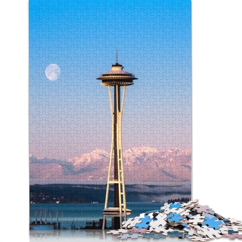 Puzzle für Erwachsene, Seattle, USA, Stadtreise, 520 Teile, 100% recycelte Holzplatte, schwierige Puzzles für Frauen und Männer, 520 Teile (52 x 38 cm) von GQmoney