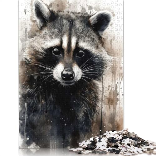 Puzzle für Erwachsene, Waschbär-Schönheit, Schwarze Tinte, Papierpuzzles für Teenager, Geschenke, Heimdekoration, Puzzlespielzeug, 1000 Teile (38 x 26 cm) von GQmoney
