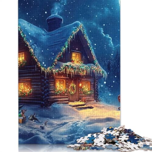 Puzzle für Erwachsene, Weihnachtsmann, gemütliches Weihnachtshäuschen, Papierpuzzle für Teenager, Geschenke, Heimdekoration, Puzzlespielzeug, 1000 Teile (38 x 26 cm) von GQmoney