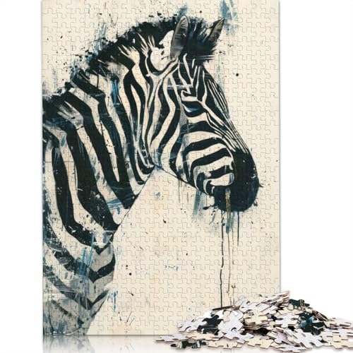 Puzzle für Erwachsene, Zebra-Aquarellmalerei, Puzzles für Erwachsene, Lernspiel, Herausforderungsspielzeug, 1000 Teile (38 x 26 cm) von GQmoney
