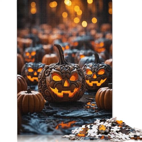 Puzzle für Erwachsene, gruselige Kürbislaternen, Papierpuzzles für Teenager, Geschenke, Heimdekoration, Puzzlespielzeug, 1000 Teile (75 x 50 cm) von GQmoney