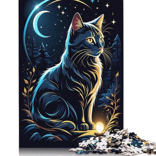 Puzzle für Erwachsene, mystische Katze, Puzzles für Erwachsene, Lernspiel, Herausforderungsspielzeug, 1000 Teile (38 x 26 cm) von GQmoney