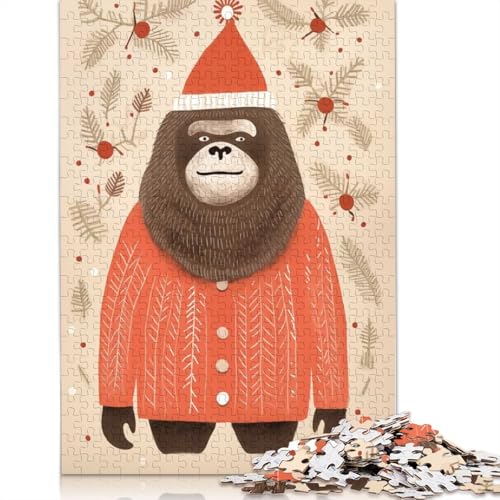 Puzzle für Erwachsene, schönes Gorilla-Weihnachts-Puzzle für Erwachsene, Lernspiel, Herausforderungsspielzeug, 1000 Teile (38 x 26 cm) von GQmoney