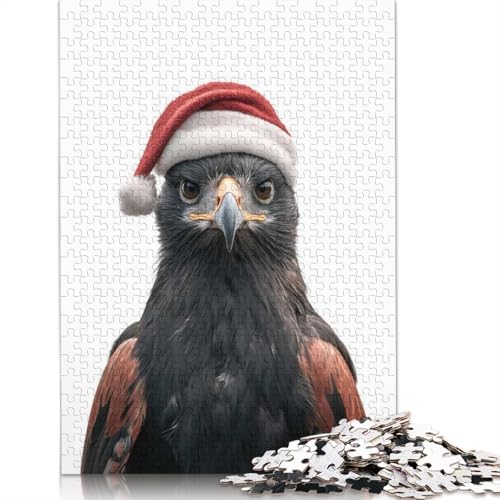 Puzzle für Erwachsene, schwarzer und kastanienbrauner Adler mit Weihnachtsmütze, Puzzles für Erwachsene, Lernspiel, Herausforderungsspielzeug, 1000 Teile (75 x 50 cm) von GQmoney