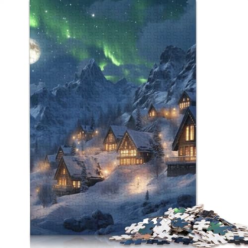 Puzzle für Erwachsene, verschneites Bergdorf, Papierpuzzles für Teenager, Geschenke, Heimdekoration, Puzzlespielzeug, 1000 Teile (75 x 50 cm) von GQmoney