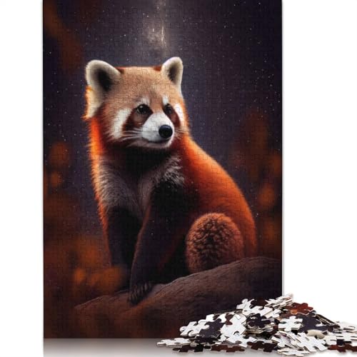 Puzzle für Erwachsene „Roter Panda unter Sternen“, Premium-Puzzle aus 100% recyceltem Brett, Problemlösungspuzzles für Erwachsene und Kinder, 1000 Teile (75 x 50 cm) von GQmoney