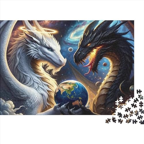 Puzzle für Erwachsene 1000 Teile Yin Yang Drache Holzpuzzle für Erwachsene und Teenager Heimdekoration Puzzlespielzeug 1000 Teile (75x50cm) von GQmoney